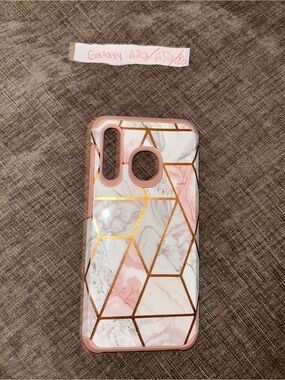 Samsung A30/A20/A50 phone case Pink and White Marble Phone Case with Gold